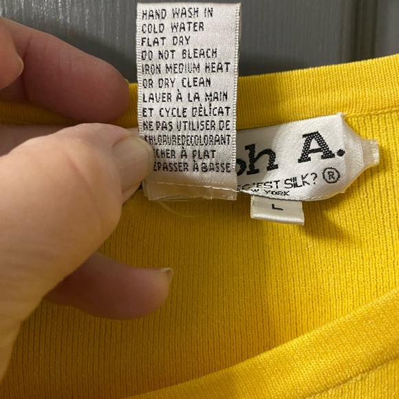 Joseph A Ribbed Sweater Shirt Slim Fit Womens Large Yellow Buckel Drop Shoulder - Picture 4 of 7